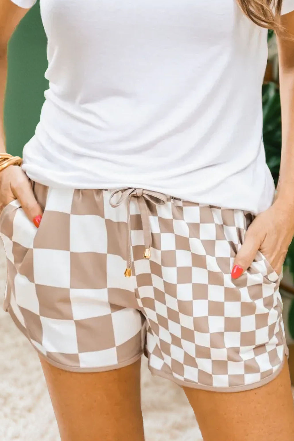 Khaki Checkered Shorts