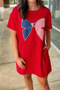 Oversized T-Shirt Dress - Sequin Bow