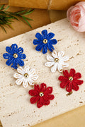 Red White & Blue Flower Earrings